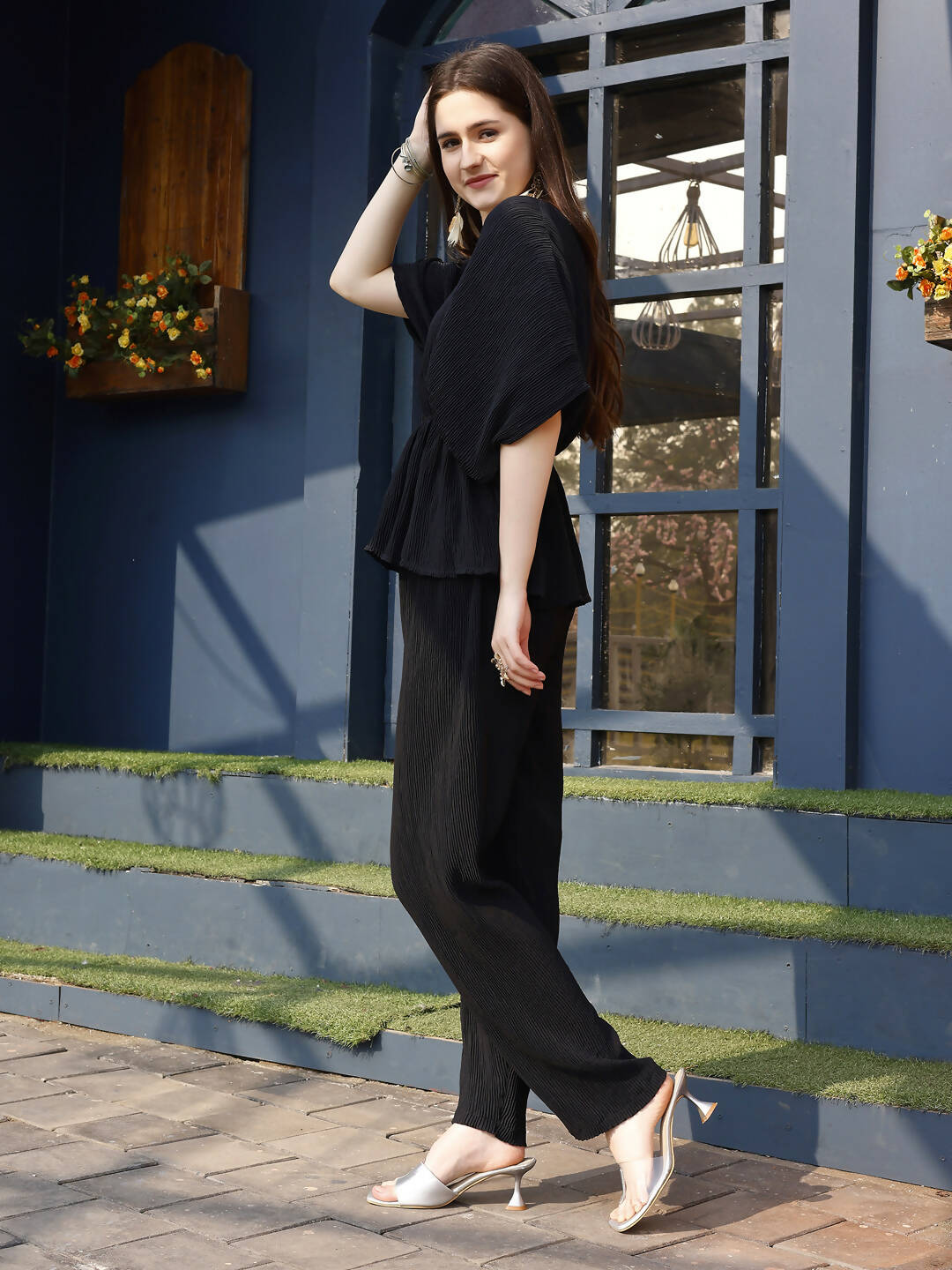 Black Crush Plain Top with Matching Bottom - Eesha - Distacart