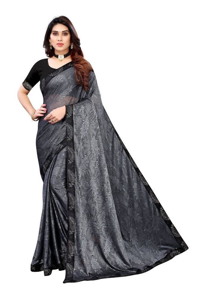 Vamika Grey Malai Silk Embroidery Saree