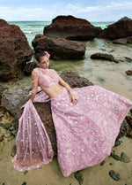 Thumbnail for House of Panchhi Mauve Organza Sequins, Zarkan And Thread Embroidery Lehenga Choli & Dupatta - Distacart