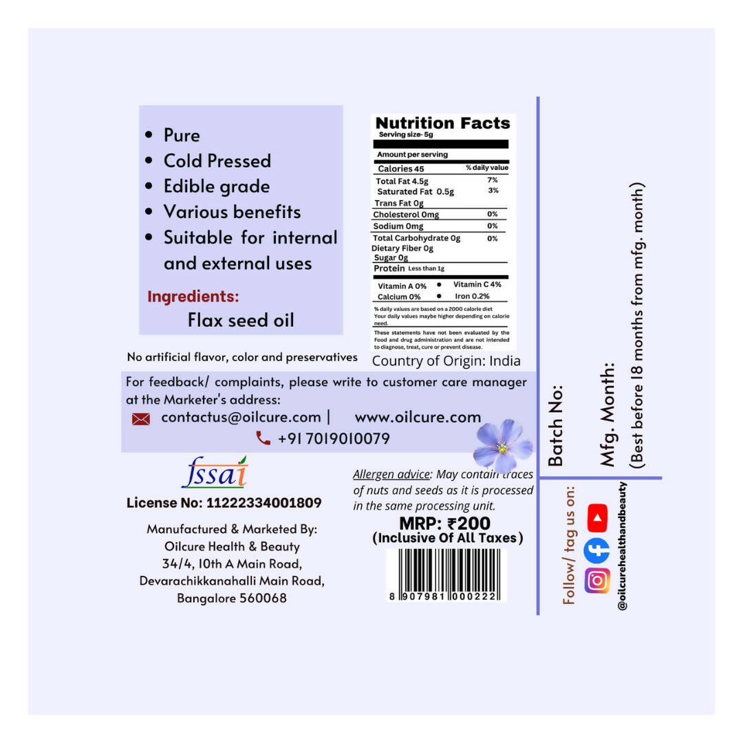 Oilcure Flax Seed Oil - Distacart