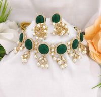 Thumbnail for Khavi Arts Designer Pearl Choker-Green - Distacart