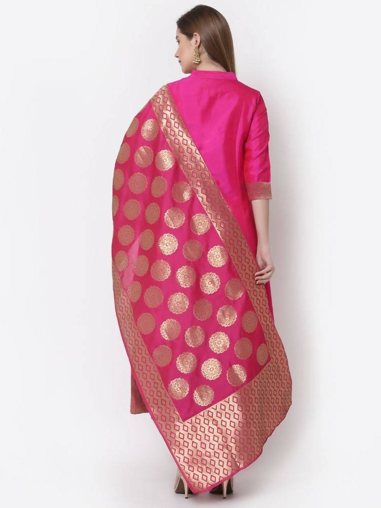 Myshka Pink Color Silk Solid Anarkali Gown With Dupatta