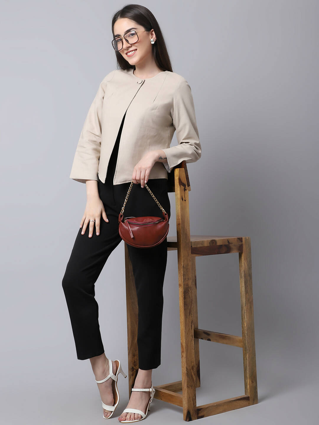 Even Apparels Cream Linen Cotton Open Front Statement Women's Jacket - Distacart