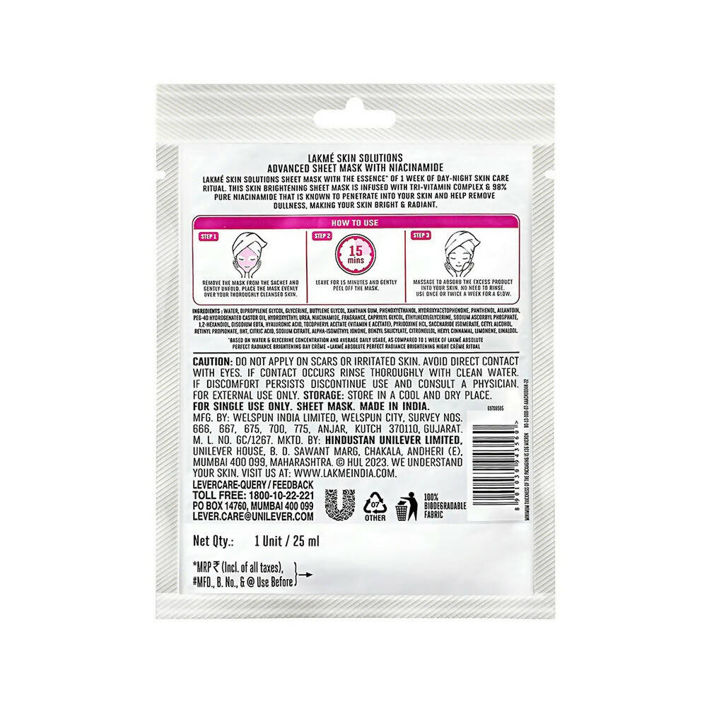 Lakme Skin Solutions Brightening Sheet Mask - Distacart