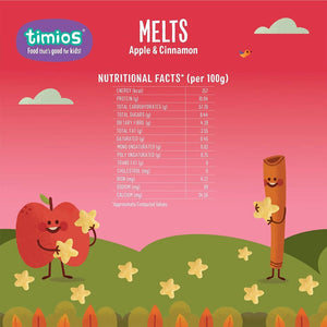 Timios Melts Apple And Cinnamon Finger Food For Babies Nutritional Facts