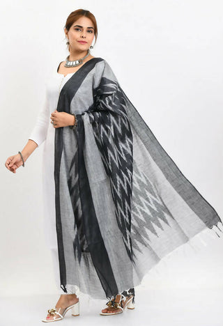 Mominos Fashion Moeza Women's Handloom Cotton Ikkat Black Dupatta - Distacart