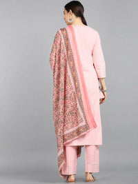 Thumbnail for Ahika Women Pink Regular Gotta Patti Pure Cotton Kurta with Trousers & Dupatta - Distacart