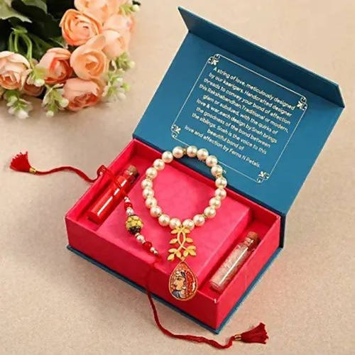 Folk Style Lumba Rakhi Set & Kaju Rolls Box