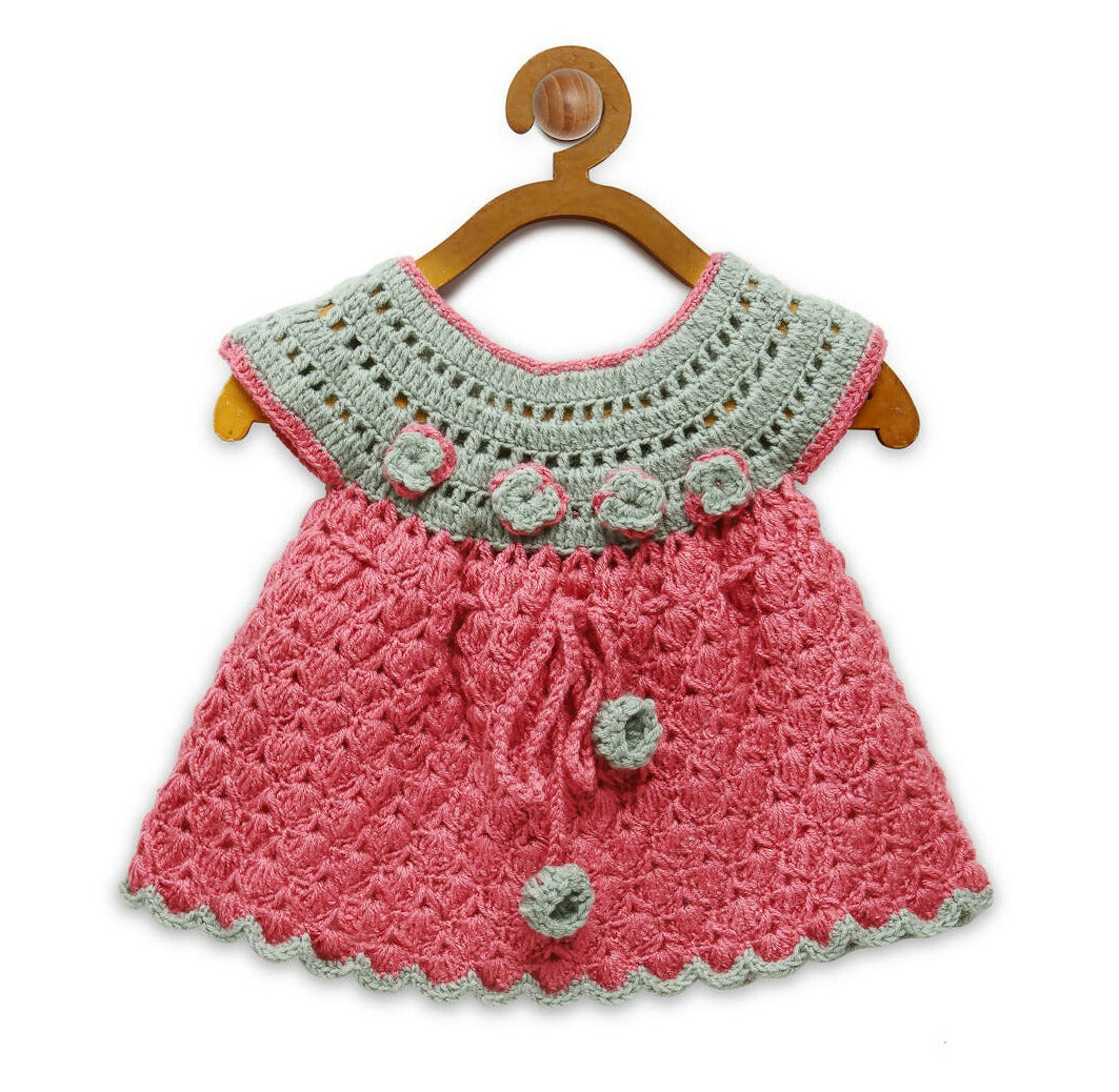 Chutput Kids Pink Coloured Mermaid Design Solid Wool Frock - Distacart