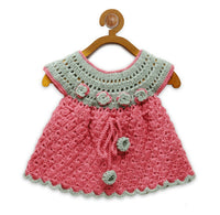Thumbnail for Chutput Kids Pink Coloured Mermaid Design Solid Wool Frock - Distacart