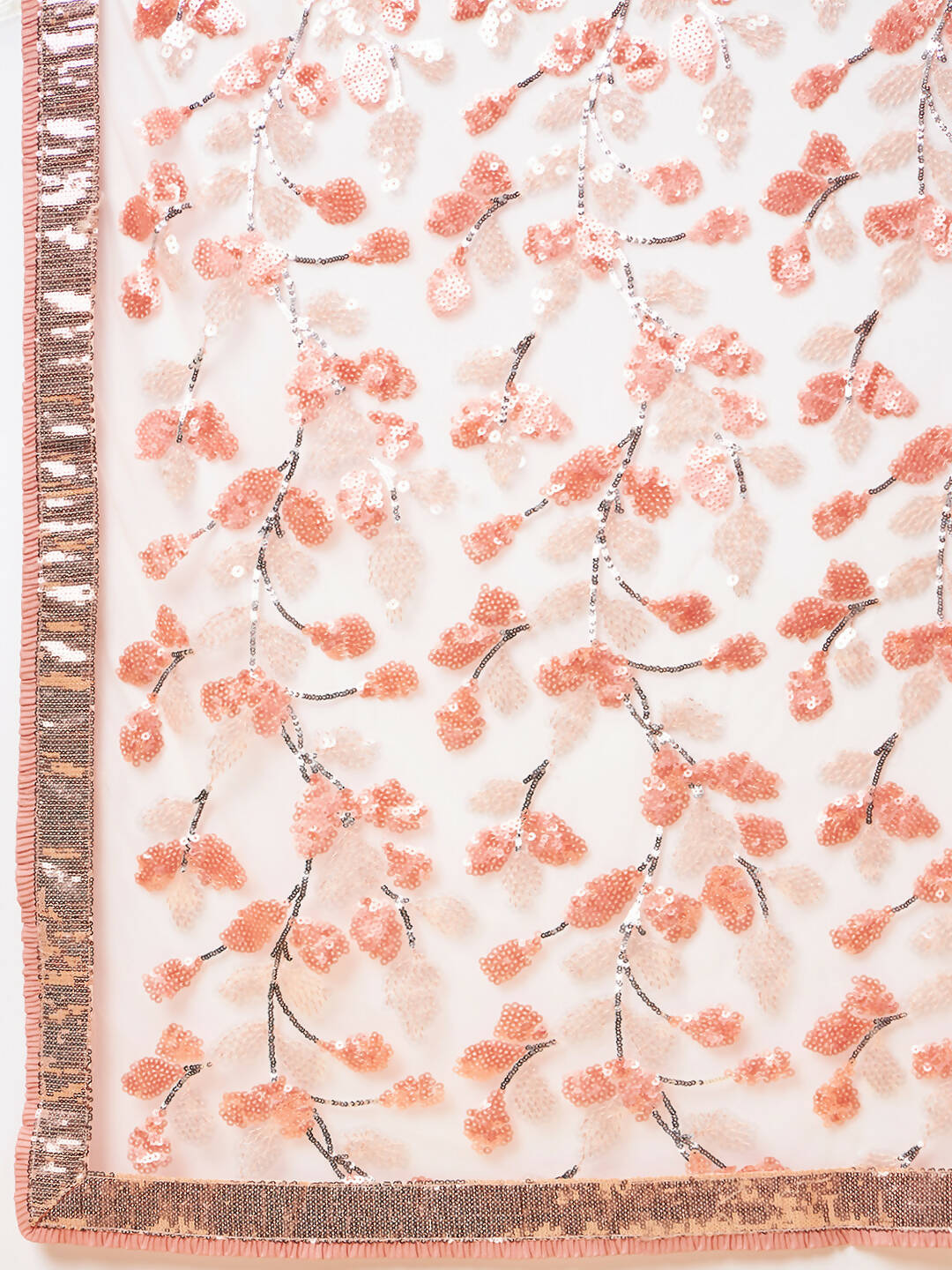 Peach Lycra Sequin Embroidery And Frills Saree - Norita Hit Design - Distacart