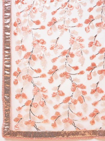 Peach Lycra Sequin Embroidery And Frills Saree - Norita Hit Design - Distacart
