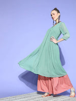Thumbnail for Janasya Green Woven Design Dobby Weave Kurta - Distacart