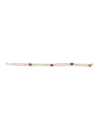 Thumbnail for Gold-Plated Pink White Pearl Beaded Anklets Set Of 2 - Ruby Raang - Distacart