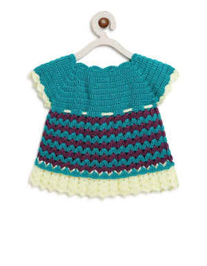 ChutPut Hand knitted Crochet Adorable Wool Dress - Green - Distacart