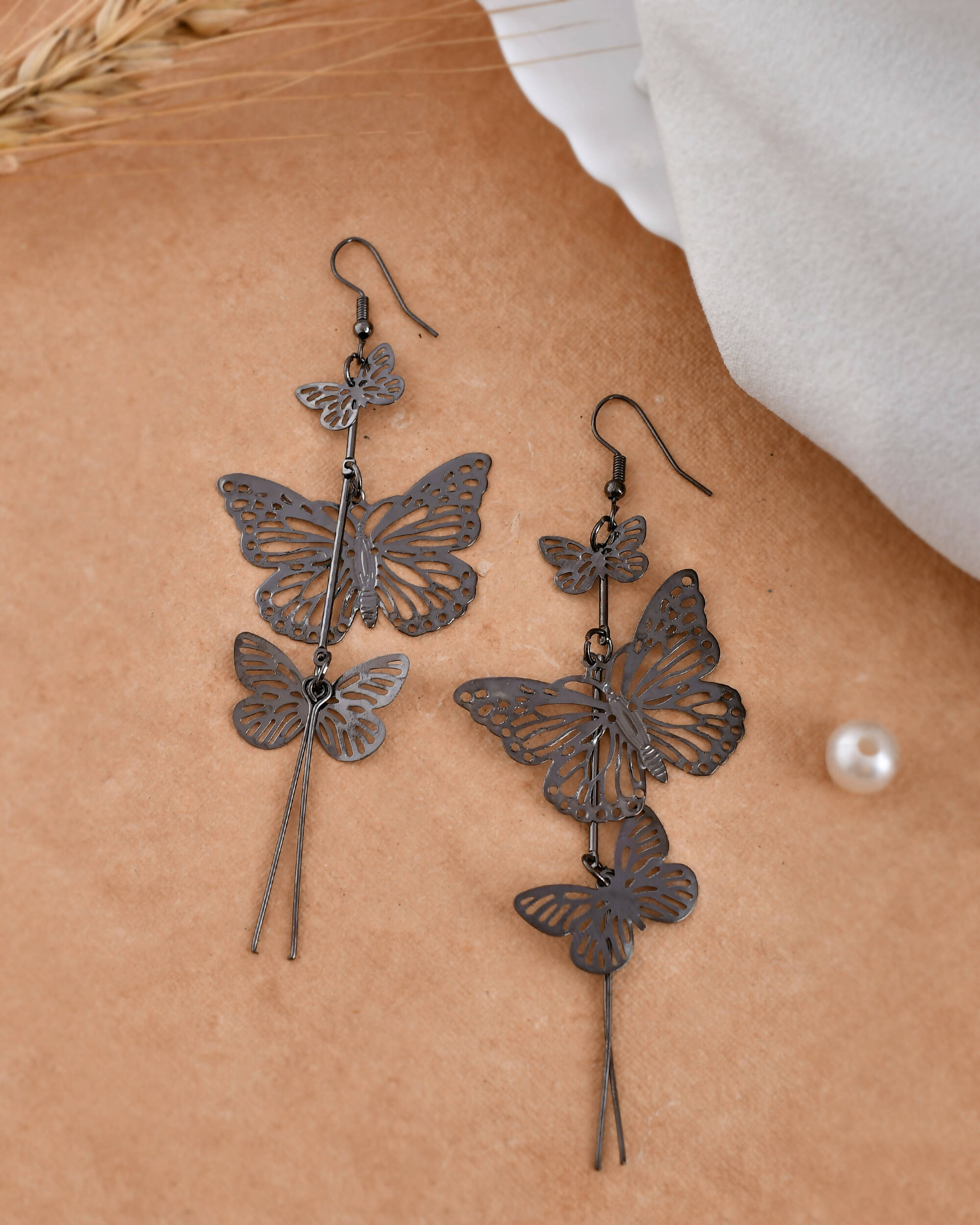 VOJ Women Rhodium-Plated Butterfly style Stainless Steel Drops & Danglers Earrings - Distacart