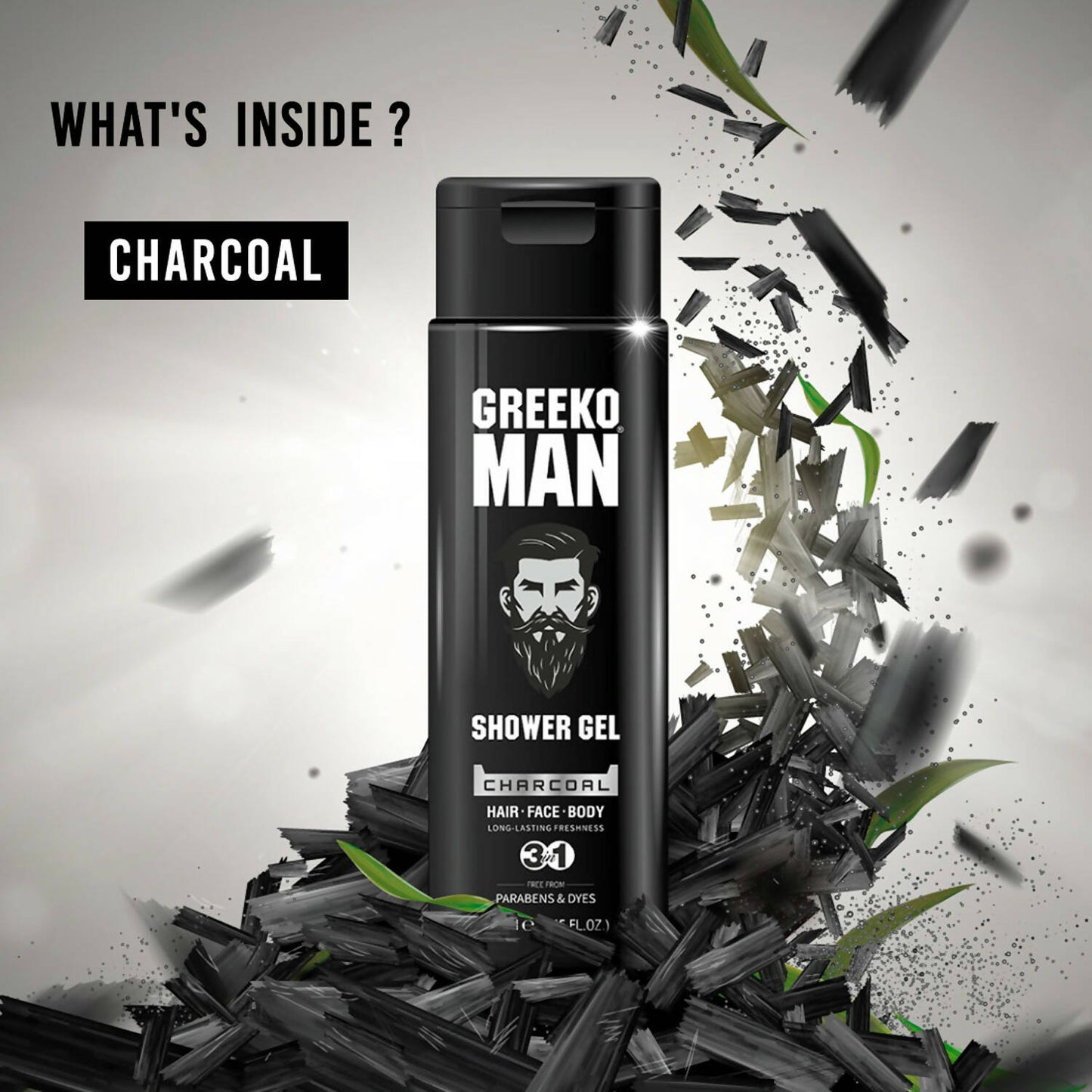 Greeko Man 3 in 1 Charcoal Shower Gel - Distacart