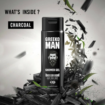 Greeko Man 3 in 1 Charcoal Shower Gel - Distacart