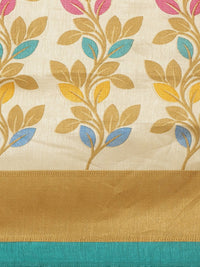Thumbnail for Saree Mall Beige & Blue Printed Saree - Distacart