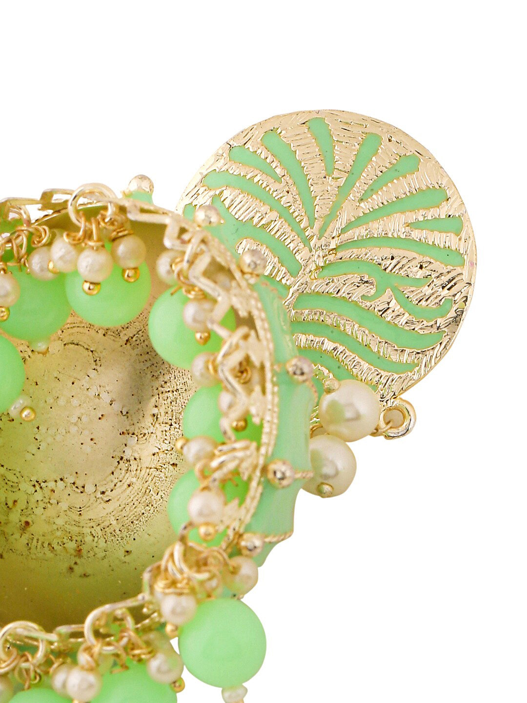 Yellow Chimes Women Green Meenakari Jhumkas Earrings - Distacart