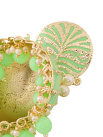 Thumbnail for Yellow Chimes Women Green Meenakari Jhumkas Earrings - Distacart