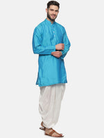 Thumbnail for Sethukrishna Men Turquoise Blue Angrakha Kurta with Salwar - Distacart