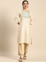 Thumbnail for Sangria Women Ethnic Motifs Embroidered Thread Work Pastels Kurta - Distacart
