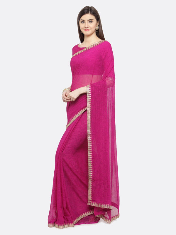 Kalini Purple Embroidered Pure Georgette Saree - Distacart