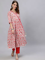 Thumbnail for Jaipur Kurti White Floral Printed Angrakha Women Kurta - Distacart