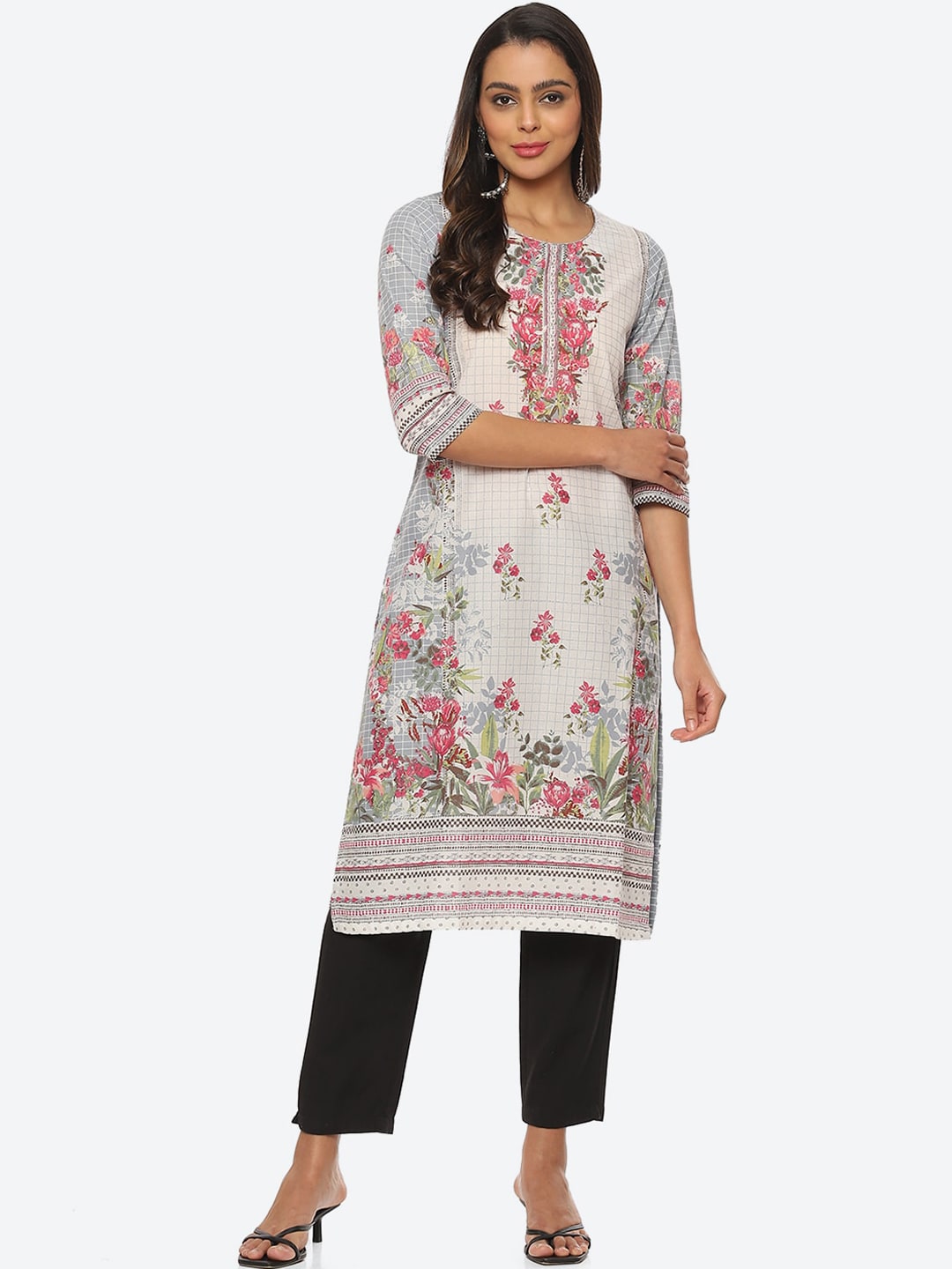 Biba Floral Printed Cotton Kurta - Distacart
