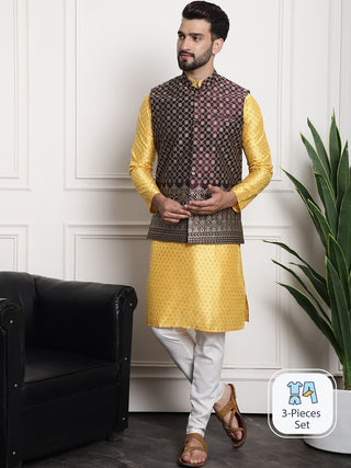 Sojanya Ethnic Motifs Printed Regular Kurta & Pyjamas With Nehru Jacket - Distacart