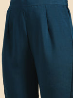 Thumbnail for Sangria Women Teal Blue Embroidered Pure Cotton Kurta with Trousers & Dupatta - Distacart