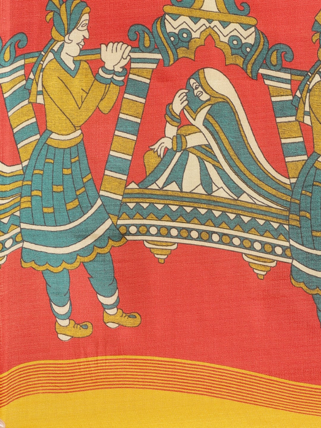 Saree Mall Mustard Yellow & Blue Printed Saree - Distacart