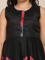 Thumbnail for NOZ2TOZ Black Floral Printed Pleated Kurta with Trousers & With Dupatta For Girls - Distacart