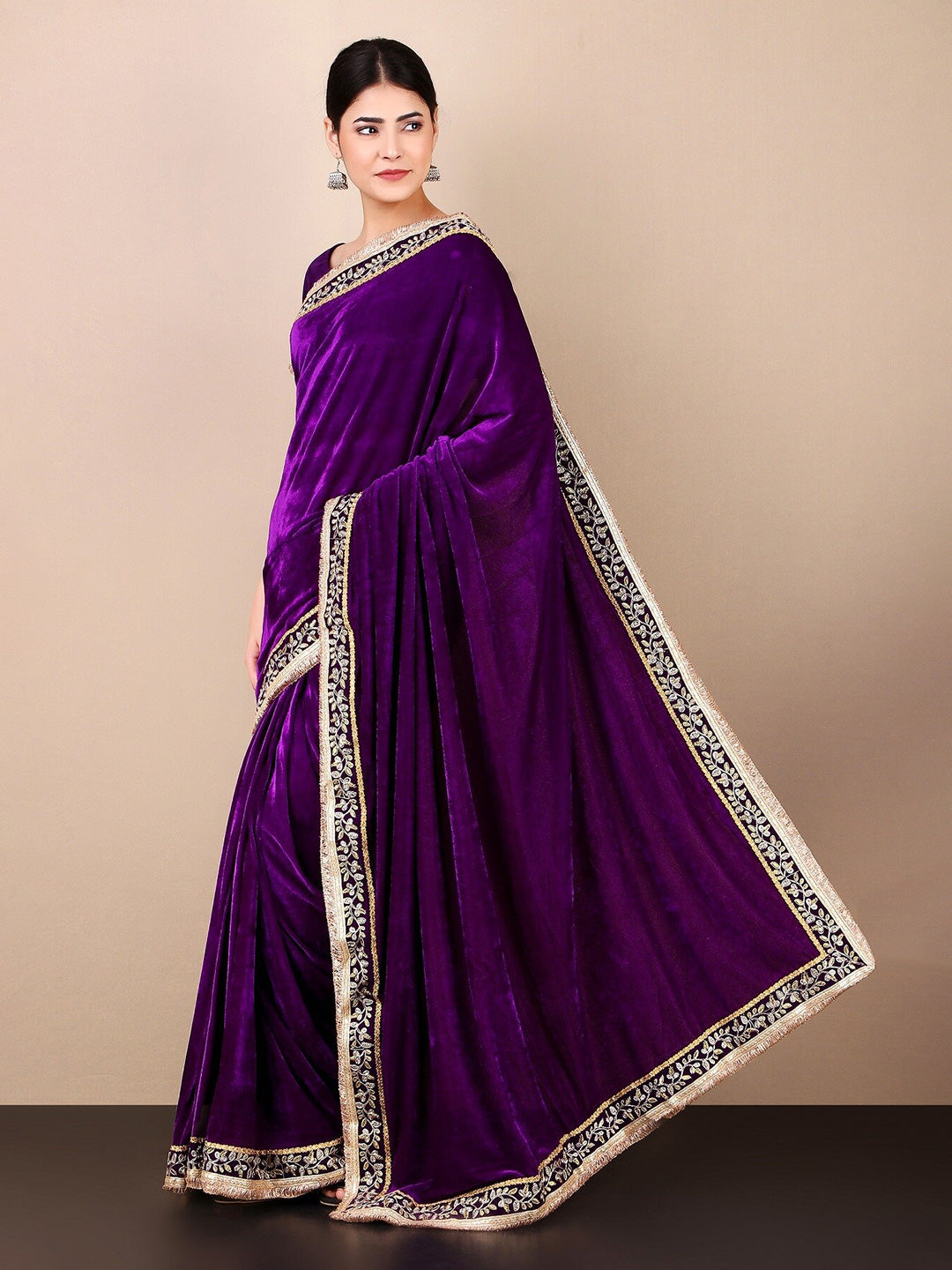 Kalini Embroidered Velvet Saree - Distacart