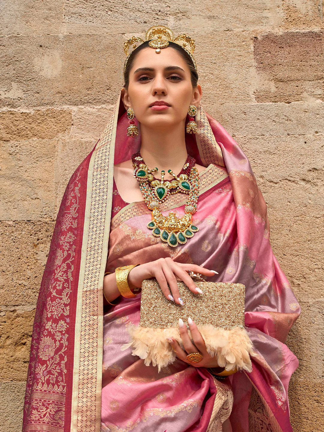 Mitera Burgundy Floral Woven Designed Zari Saree - Distacart