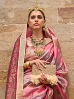 Thumbnail for Mitera Burgundy Floral Woven Designed Zari Saree - Distacart