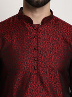 Thumbnail for Sojanya Men Maroon Printed Straight Kurta - Distacart