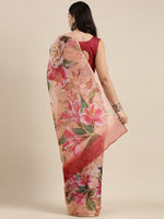Thumbnail for Saree Mall Pink Floral Printed Organza Sarees - Distacart