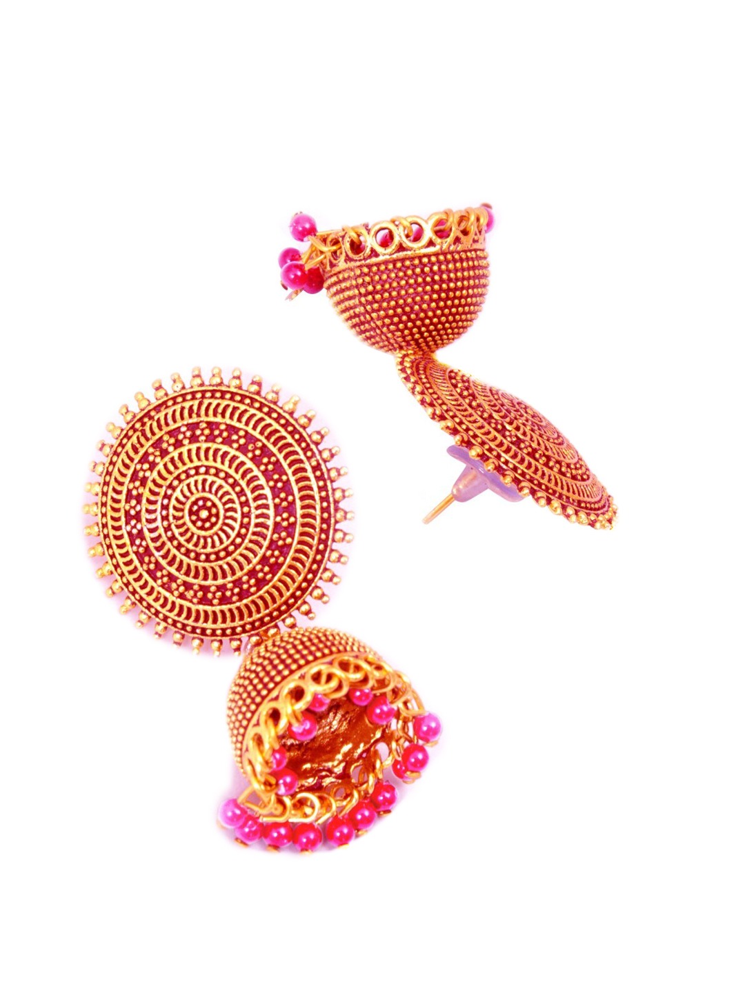 Gold-Plated Alloy Designer Brass Jhumki Earrings - The Pari - Distacart