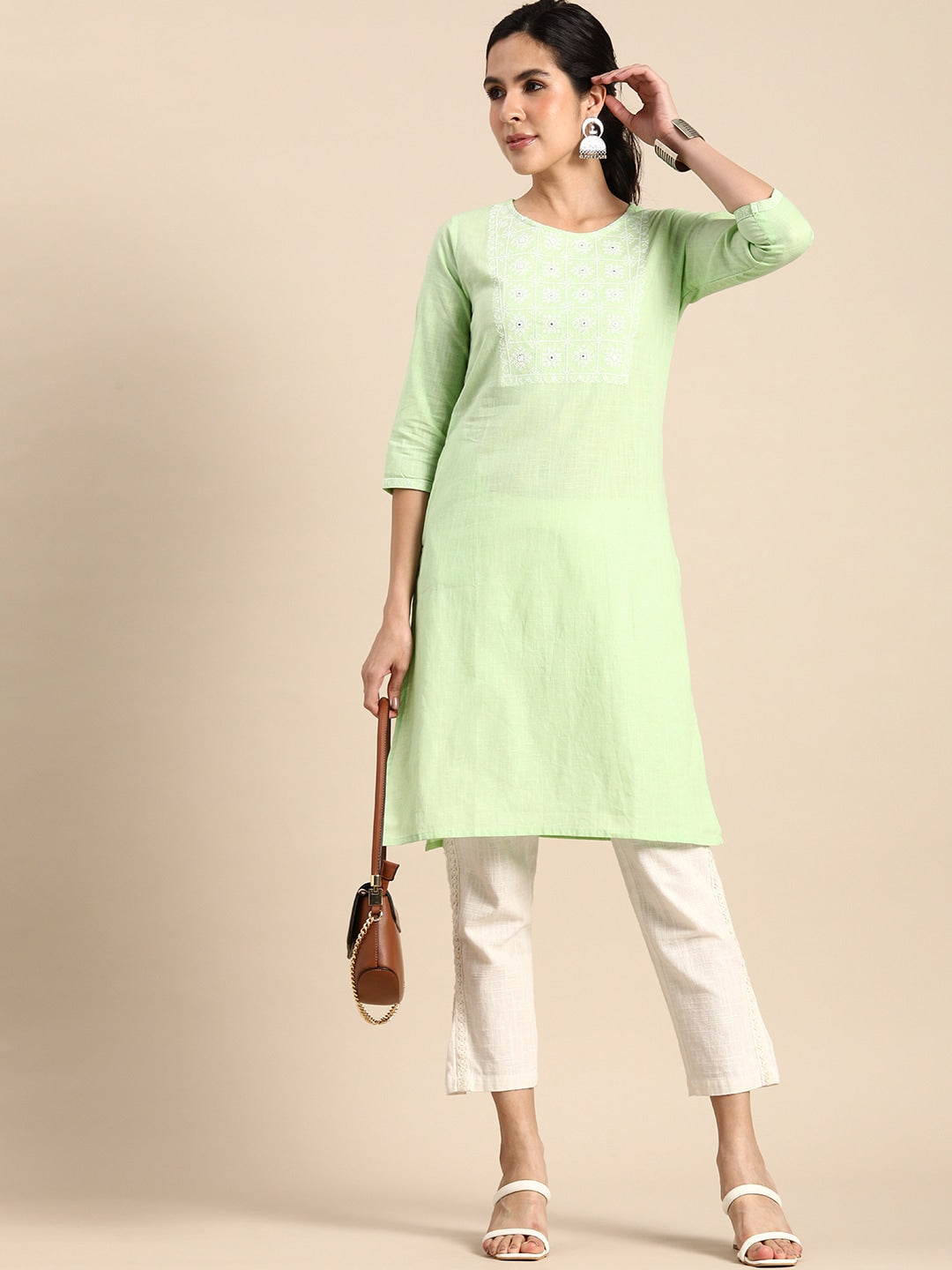 Sangria Women Ethnic Motifs Embroidered Mirror Work Kurta - Distacart