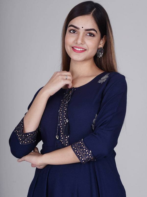 Kalini Women Blue Printed Anarkali Kurta - Distacart
