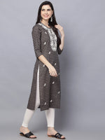 Thumbnail for HERE&NOW Women Geometric Yoke Design Thread Work Kurta - Distacart