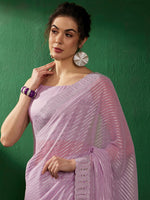 Thumbnail for Sangria Mauve Embellished Pure Georgette Saree - Distacart