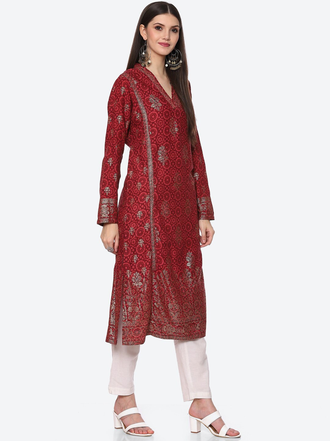 Biba Women Brown Ethnic Motifs Embellished Kurta - Distacart