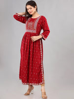 Thumbnail for Kalini Women Maroon Ethnic Motifs Kurta - Distacart