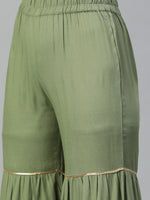 Thumbnail for Kalini Women Green Yoke Design Gotta Patti Kurta with Sharara - Distacart