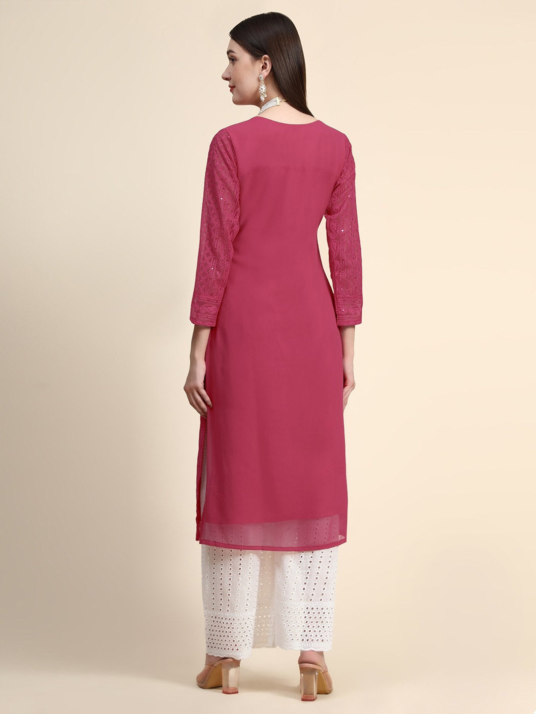 Kalini Women Pink Ethnic Motifs Embroidered Kurta - Distacart