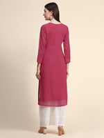 Thumbnail for Kalini Women Pink Ethnic Motifs Embroidered Kurta - Distacart