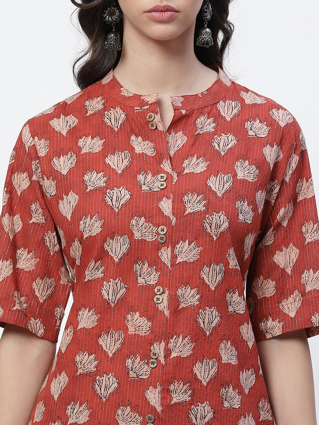 Biba Women Red Ethnic Motifs Printed Kurta - Distacart